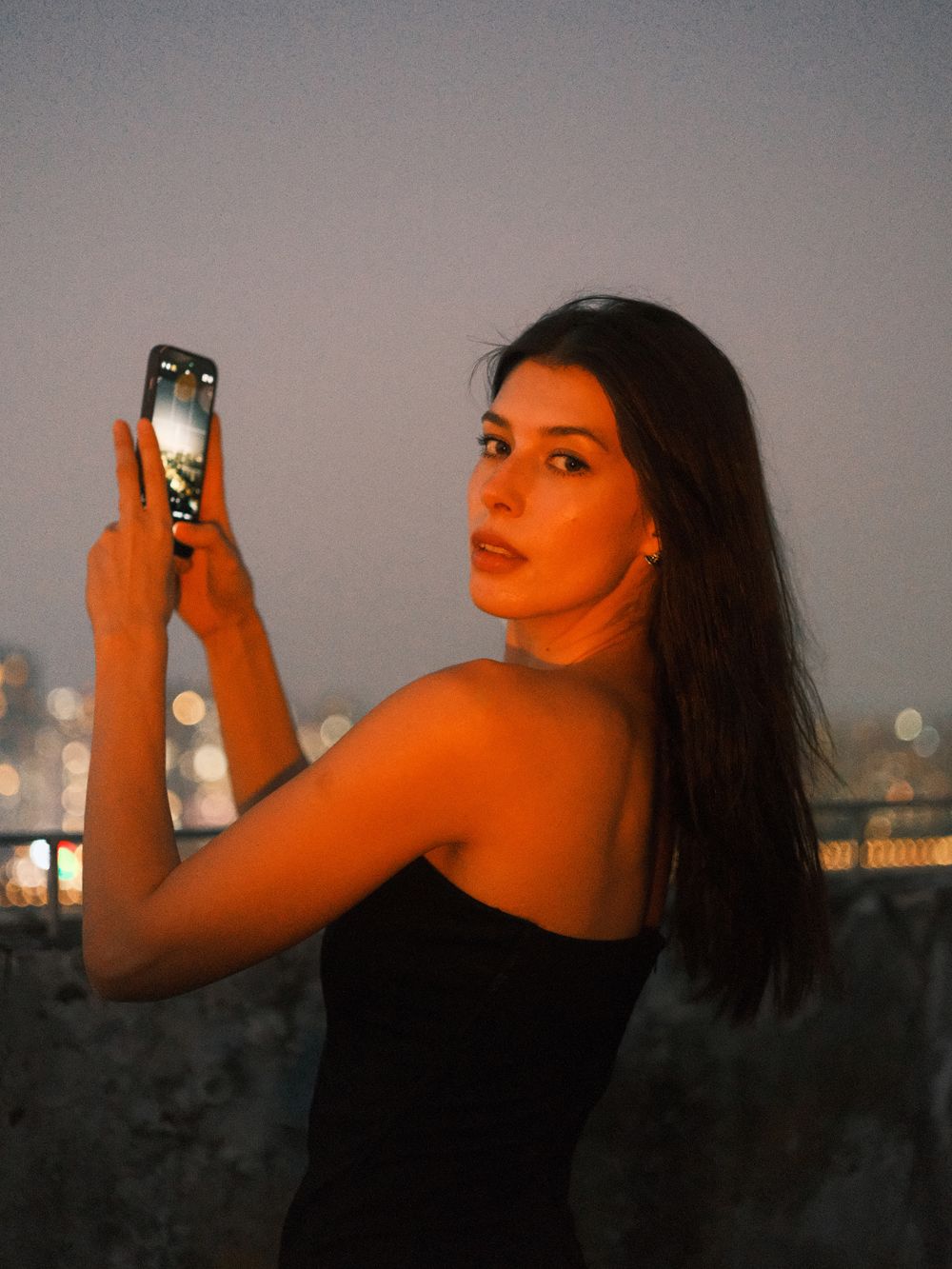 A close portrait of a person looking at the camera